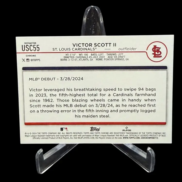Victor Scott II 2024 Topps Chrome Update Rookie #USC55 Prism Refractor St Louis Cardinals