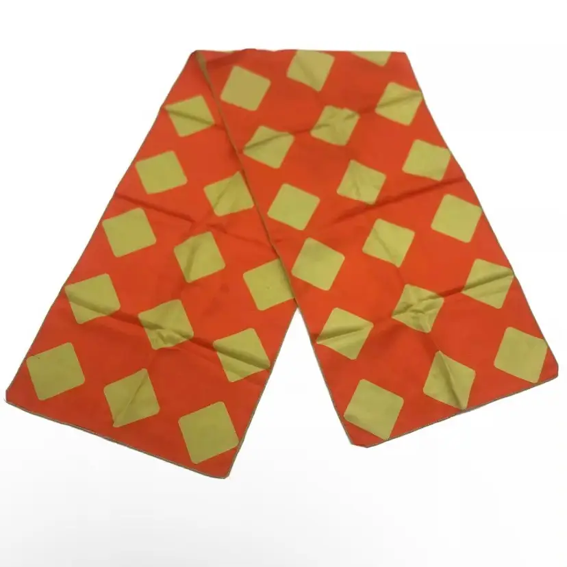 Vintage 1970's Orange and Yellow Diamond Pattern Scarf