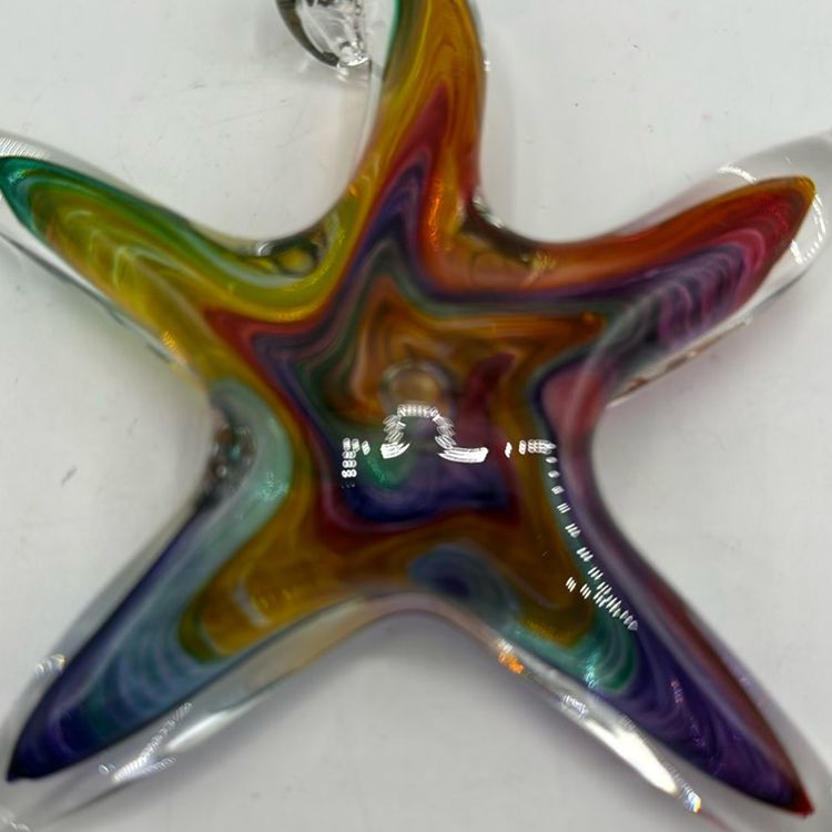 Luke Adams Gorgeous Rainbow Star Fish Paperweight Sun catcher Ornament