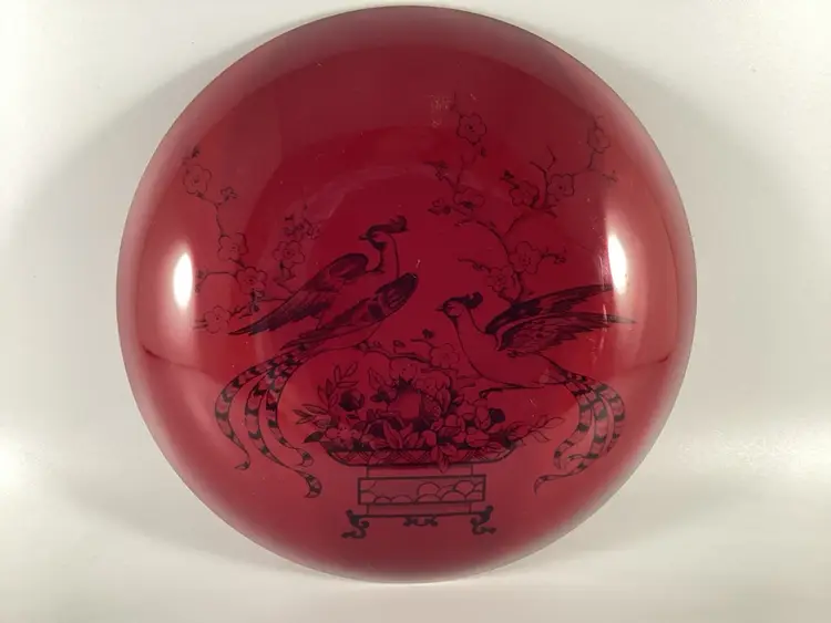 Vintage Corcoran Danish Red 6.5” Glass Bird Plate
