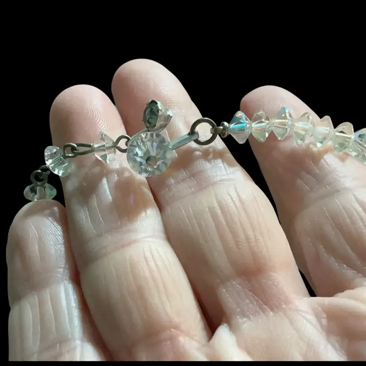 Vintage Handmade  AB Glass Crystal Choker. Signed Japan.