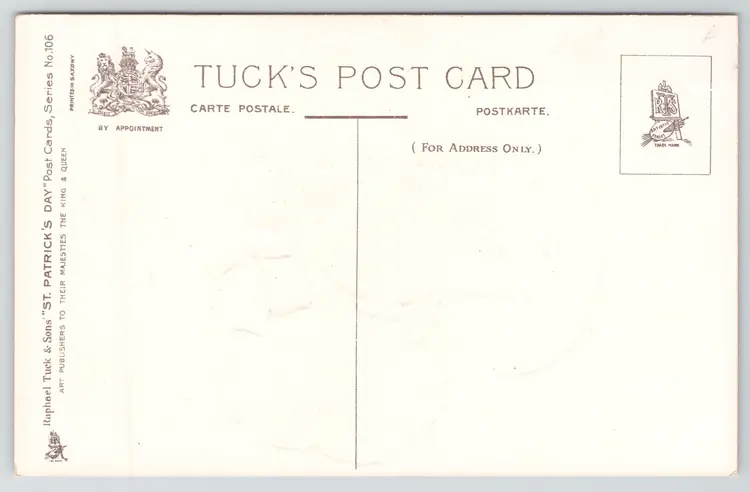 Postcard St Patrick’s Day Raphael Tuck Leprechaun Shamrock Irish Greeting - 21987