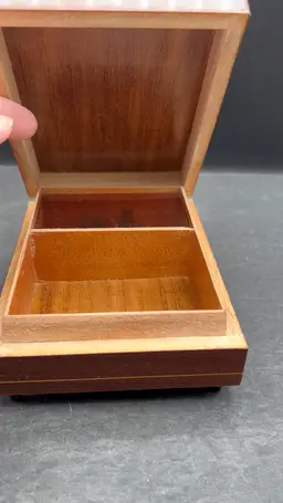 #333A Vintage Original Dietrich Musical Box Made In West Germany With Swiss Musical Movement. Features The Hummel Picture On Top ‘Girl in Blossom Tree’ Plays Greensleeves Folk Art Wood Keepsake/Trinket Box MCM