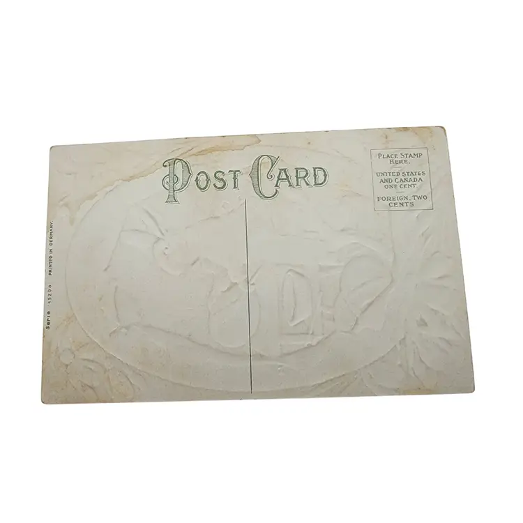 Antique Embossed Joyful Easter Postcard With Bunny Painting Eggs Printed In Germany