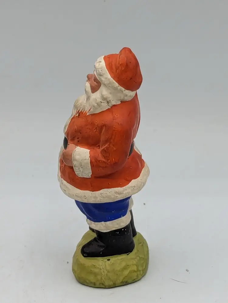 VINTAGE 1930-50s Composition CHALK Santa Claus JAPAN Red Suit Blue Pants