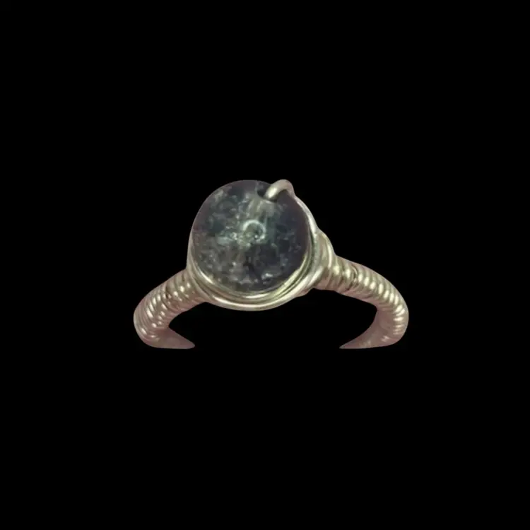 Black Glass Bead Ring