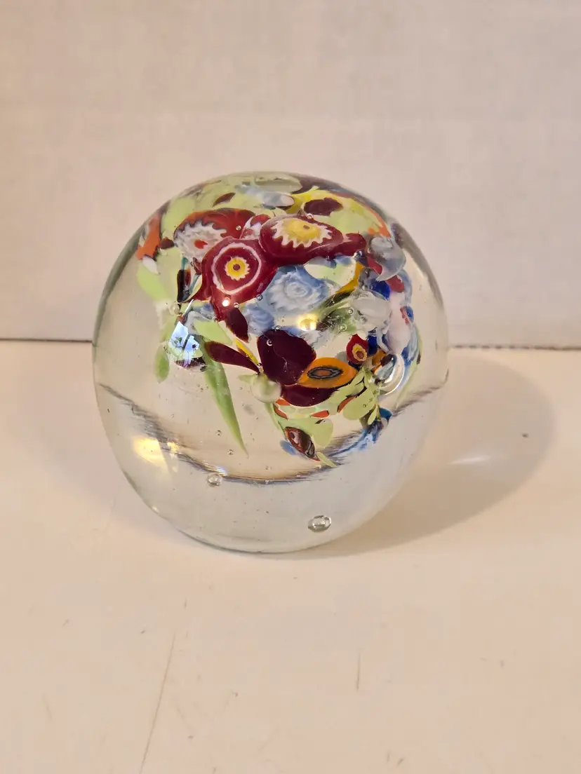 Milefiori Scramble Art Glass Paperweight
