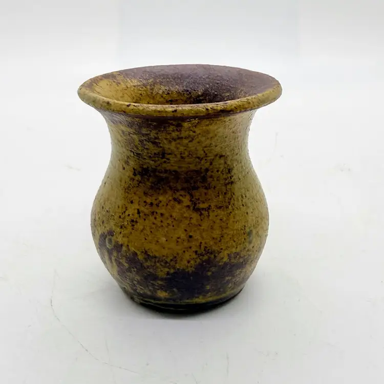 Vintage Handmade Small 2" Studio Art Pottery Vase Artist Signed Luck's Ware