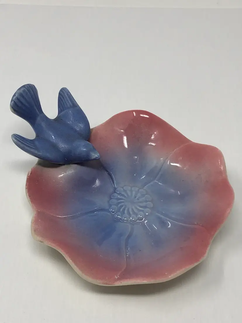 #01 Royal Copley Blue Bird Ring Dish