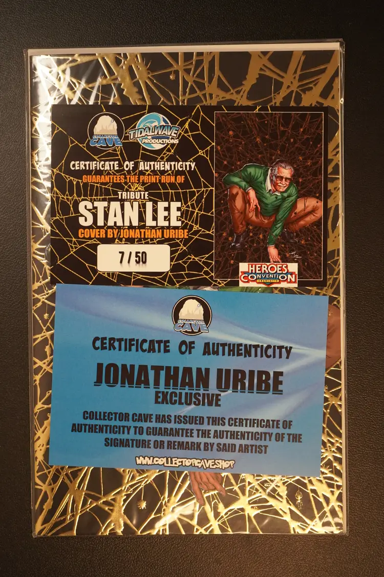 Stan Lee Tribute Spider-Man 1 Homage Jonathan Uribe Gold Foil Signature & Remark