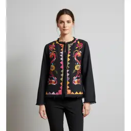 Indago Moon Button Blazer Jacket Size Small Made In India Quilted Fabric Boho