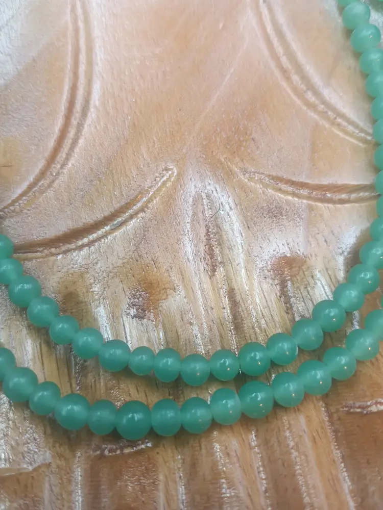 88 Count 4mm Vintage+ Round Jade Green Czech Glass  Beads