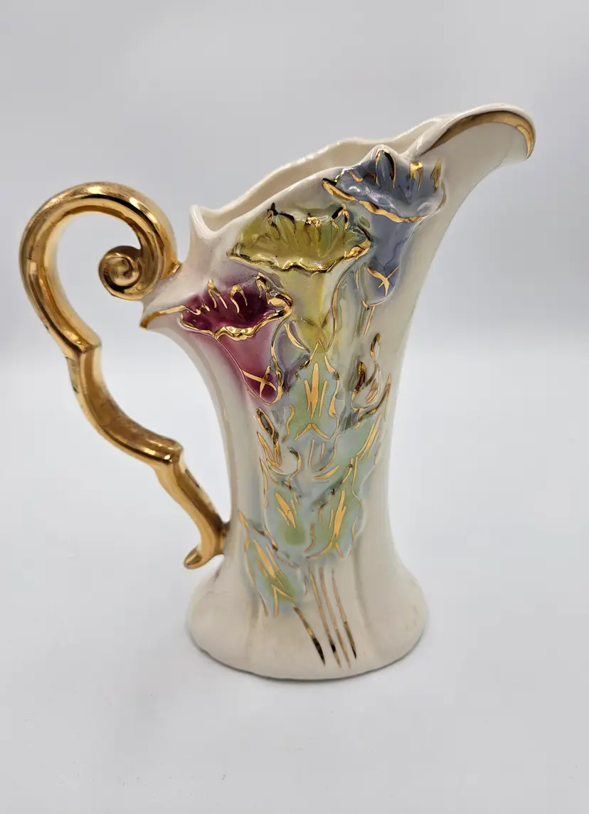 #C40 Gilded Floral Porcelain Pitcher