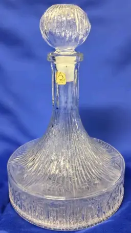 Vintage Austrian OberGlass Tree-Bark Decanter with Stopper