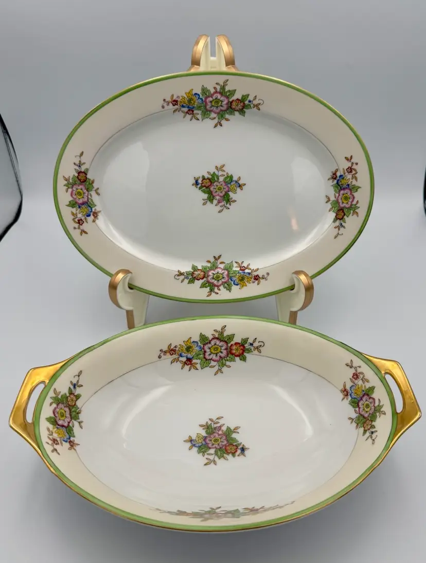 Floral Serving Bowl With Platter
