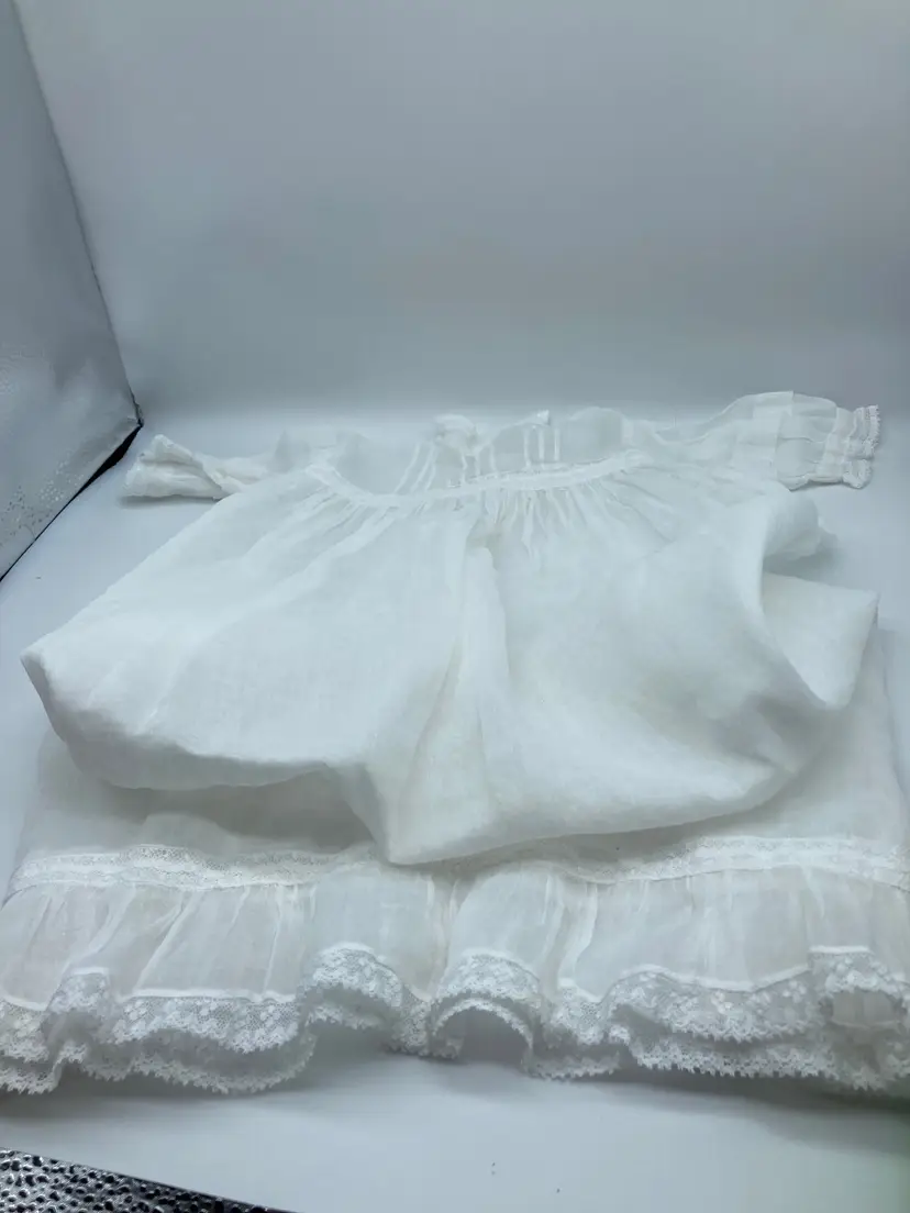 White Gauze Fabric Christening Baby Girl Dress