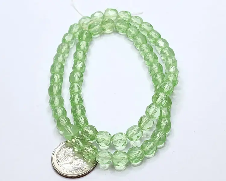 6MM Green Faceted Glass Beads #CC146