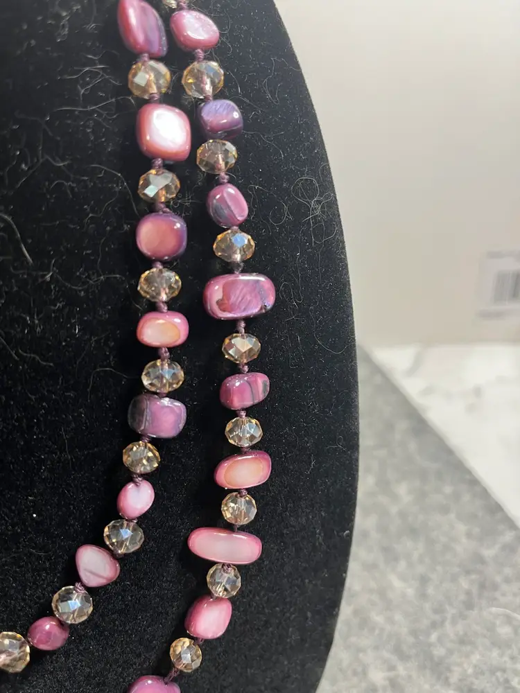 50 Inch Crystal And Shell Necklace