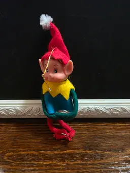Vintage Wire Elf Christmas Ornament With Rubber Face