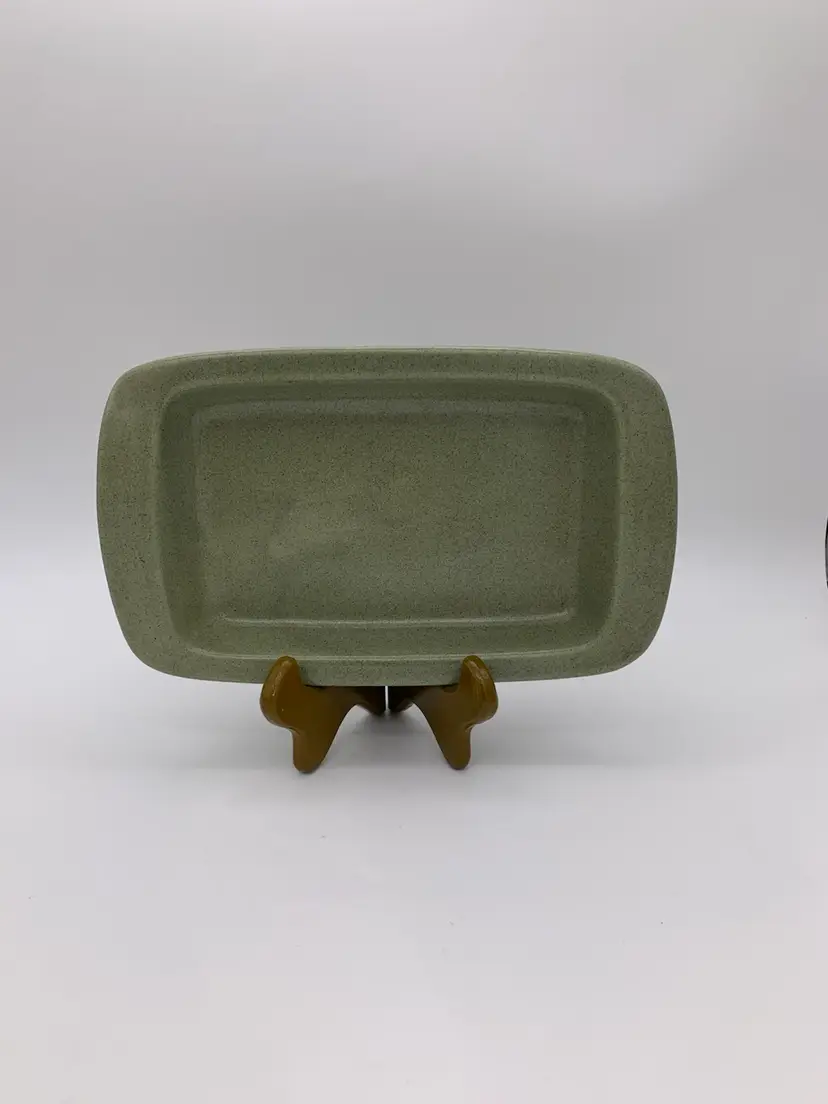 Vtg. Mid Century HAEGER U.S.A. #3881 Decorative Green Speckle Serving Dish Tray