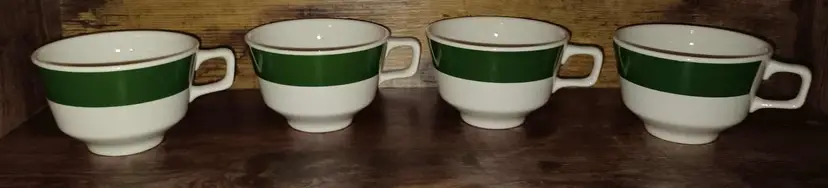 Vintage Homer Laughlin Green Stripe Coffee/Tea Cups Set of 4