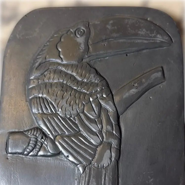 Unsigned Toucan Art Carving on Slate - 6.75” tall and 4.75” wide