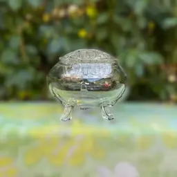 Viking Clear Crystal Glass Flowerlite Vase And Flower Frog 4in Tall