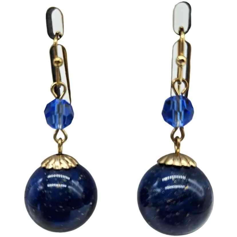 Elegant Blue and Gold Drop Earrings