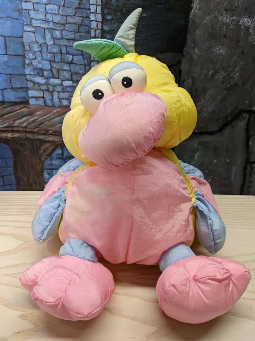 Vintage Soft Dreams Bird Duck  chicken 1991 Prestige Toy Corp Stuffed  Animal Plush Nylon Parachute fabric Childhood Toy Gift Weirdo Soft