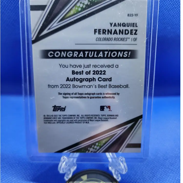 2022 Bowmans Best Yanquiel Fernandez Auto Lot- Colorado Rockies