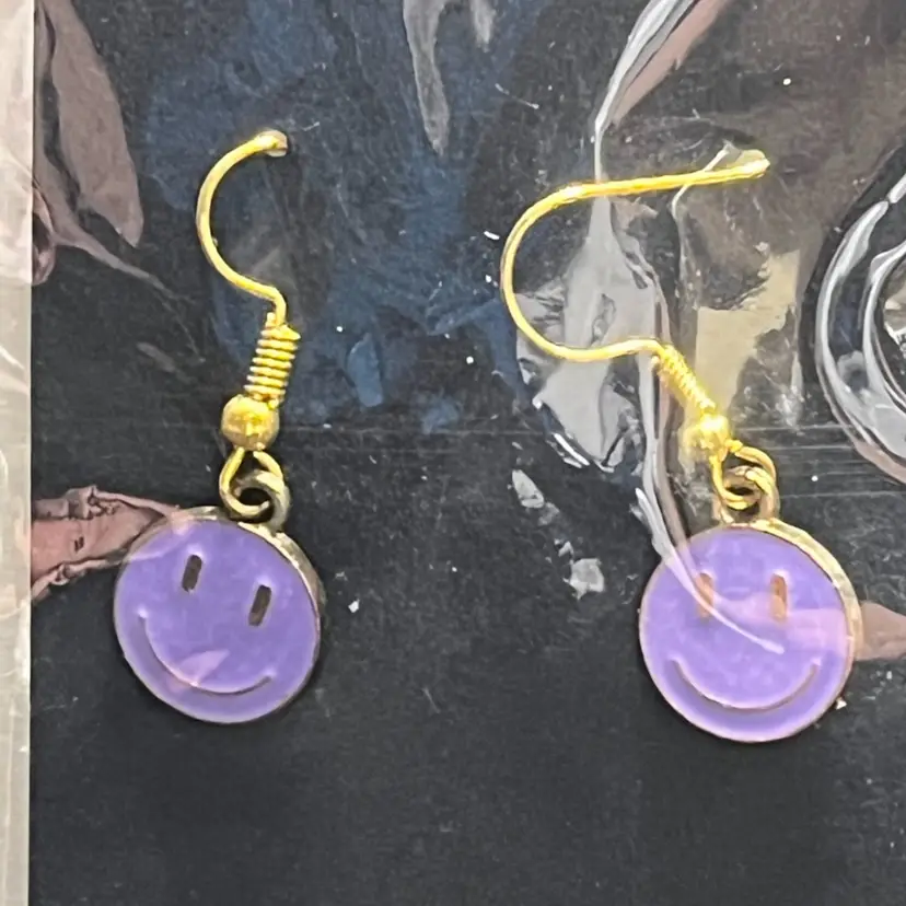 Purple Smiley Face  Earrings Made By Me