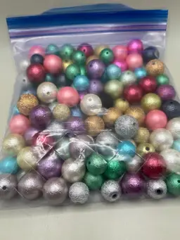 Two Lots Of Beads, 20mm and Smaller ~ Metallic, Textured, Matte