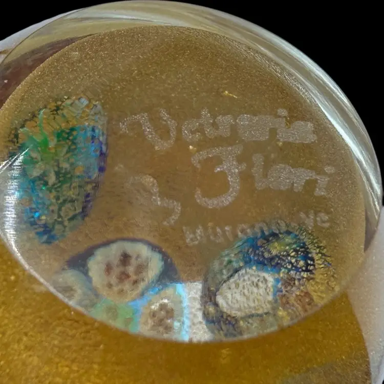 Murano Millefiori Gold Egg Paperweight Marked 2 1/2"