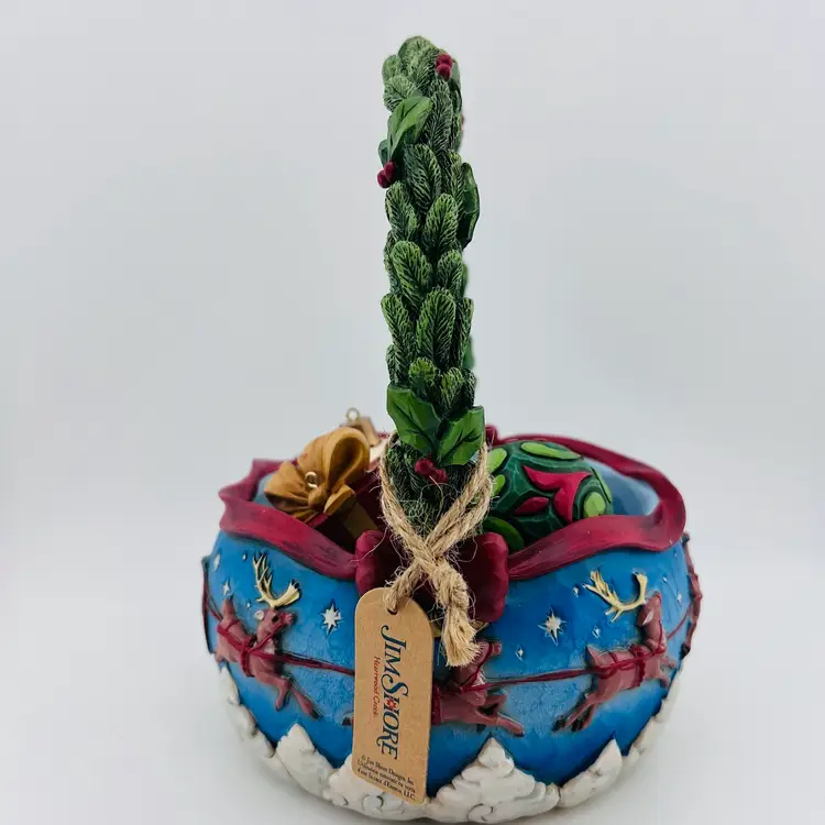 For The Christmas Lover 🎁 Jim Shore Christmas Basket With 3 Ornaments + Extra Bauble - Comes In Original Box