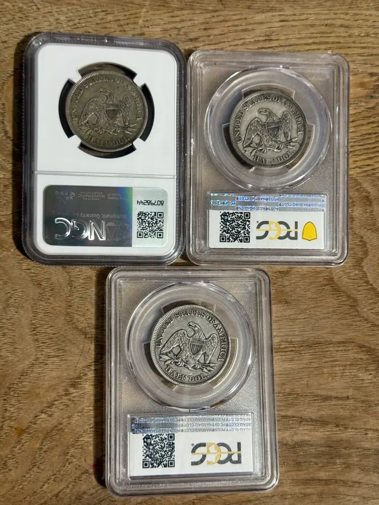 1856,1857,1858 SEATED HALVES XF40