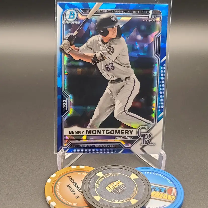 Benny Montgomery 2021 Bowman Draft Chrome Prospects 1st Sapphire Card #BDC-84 Colorado Rockies Baseball Card