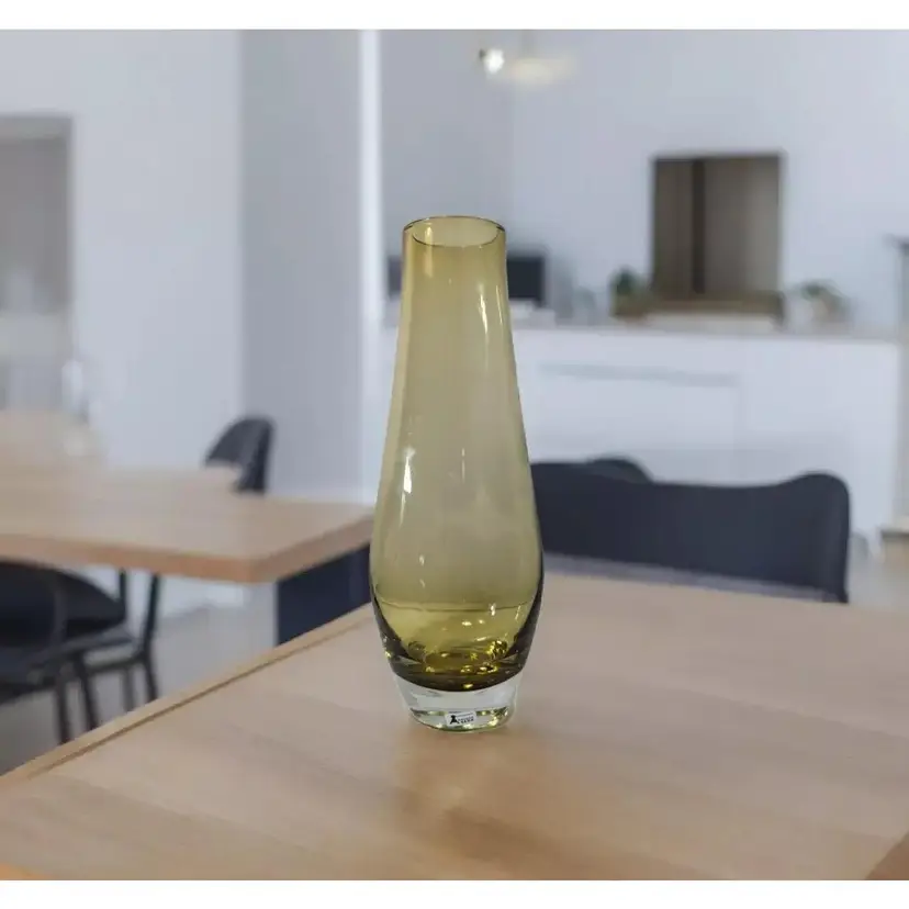 MCM ASEDA GLASS SVENSK FORM VASE BO BORGSTROM SWEDEN 9 3/4" SOMMERSO Smoky Amber