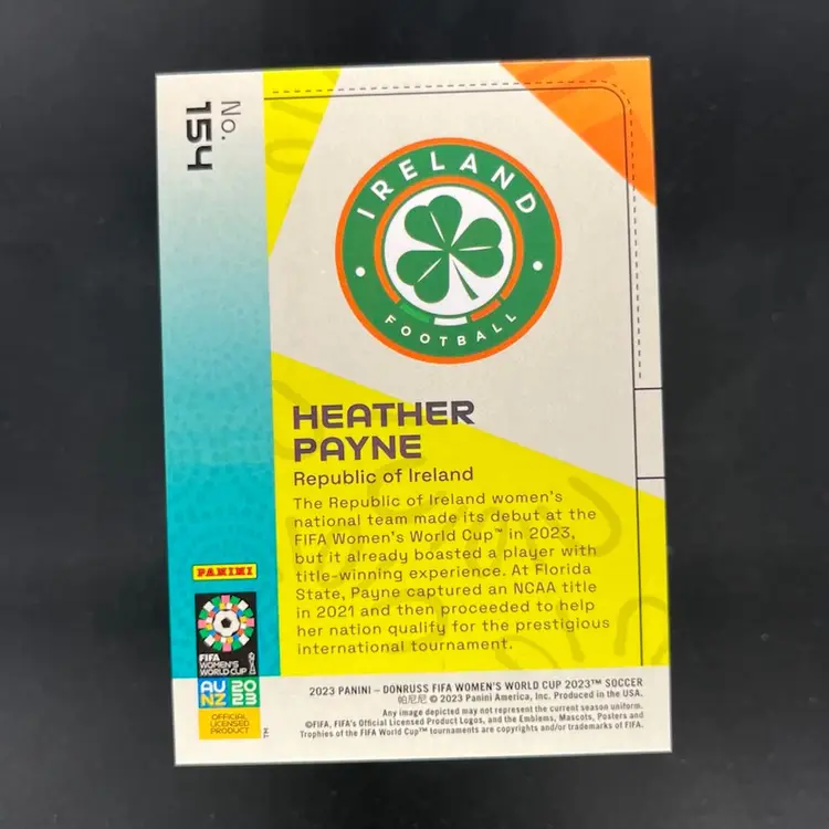 Heather Payne 2023 Donruss Women’s World Cup Orange /49 Soccer Card