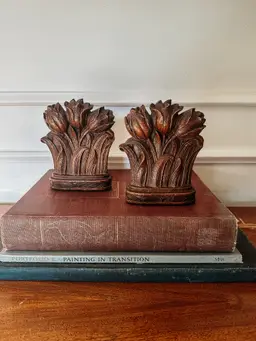 Pair of Syroco Wood Tulip Bookends
