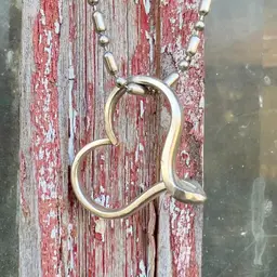 Silver Plate Fork Tine Heart 1 1/8” x 1” with 30” Ball Chain