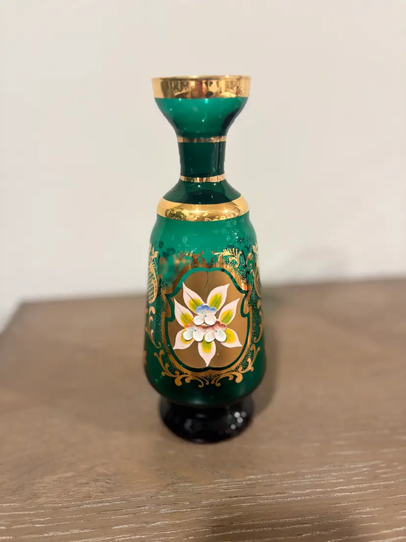 Emerald Green Bohemian Glass Decanter