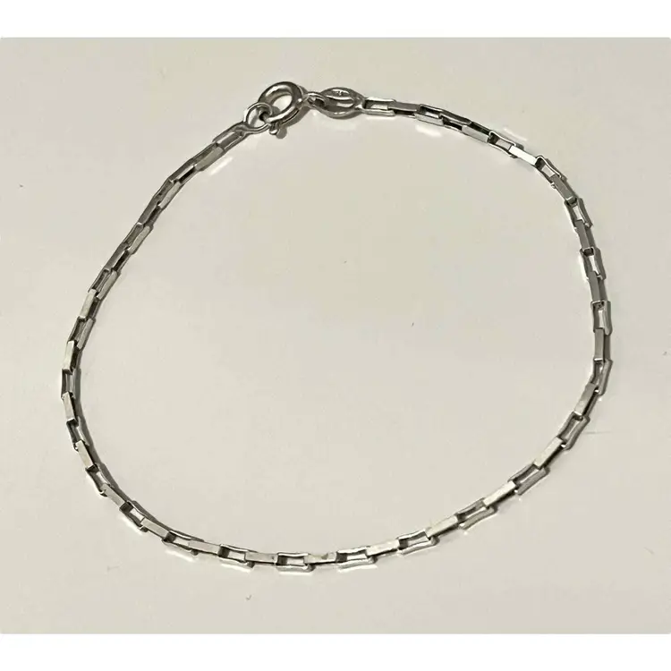 VTG Arezzo Italy Square Link 925 STERLING SILVER BRACELET 7" Signed Star 560 AR