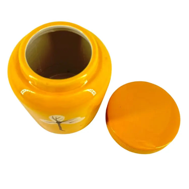 Yellow Contemporary Ceramic tag Brand Jar