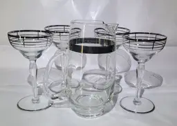 Vintage MCM Cocktail Set w/ Pitcher and 4 Glasses