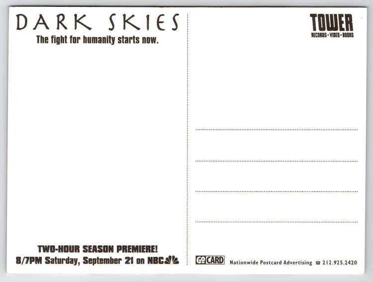 Postcard Dark Skies Television Show Advertising Alien Science Fiction America -  9427