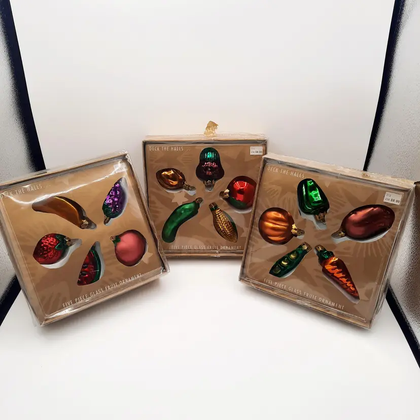 Vintage Fruits & Vegetables Glass Ornaments 1995 3 Boxes