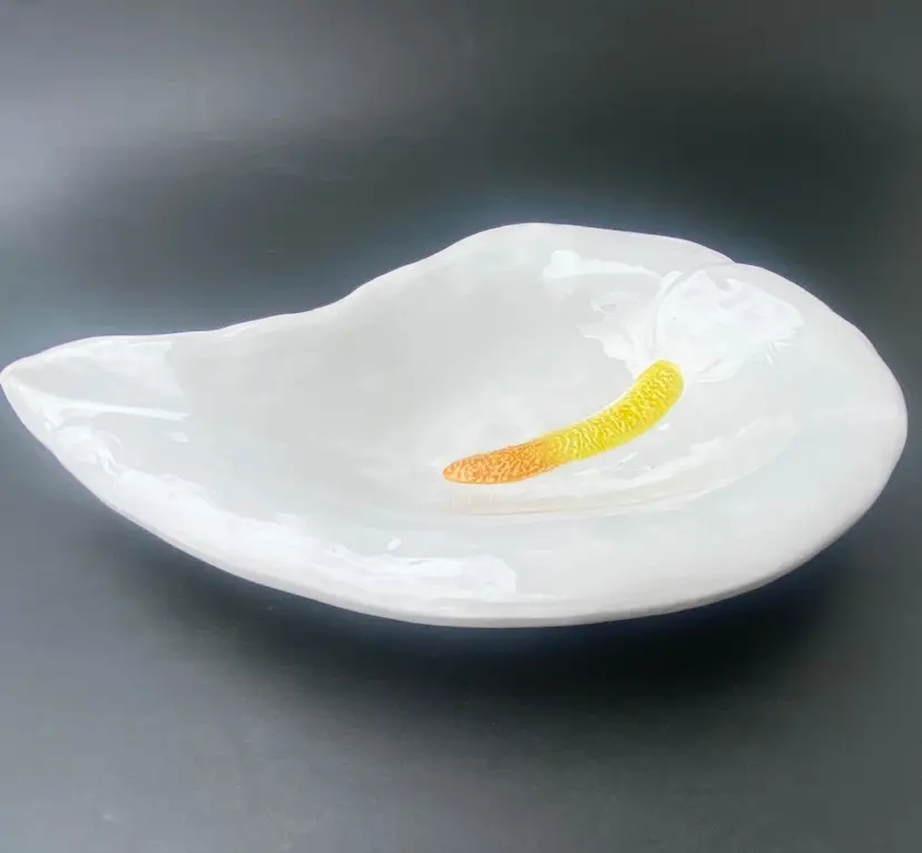 INTRADA White Calla Lily Shape Ceramic Dish Made in Italy