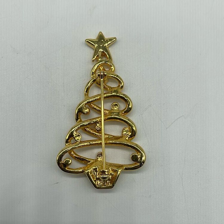 Vintage JJ Jonette Gold Tone Christmas Tree Brooch
