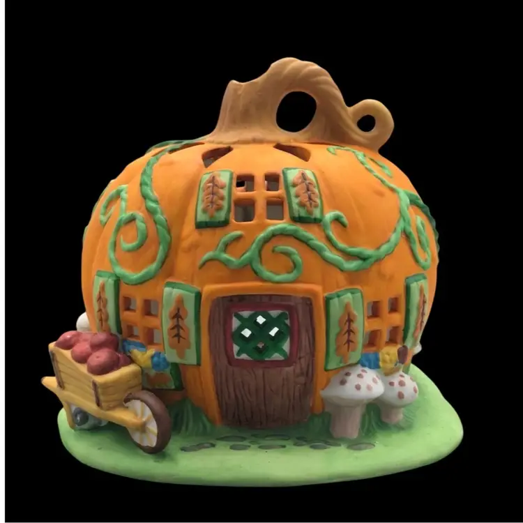 VINTAGE 🎃 HALLOWEEN 
CANDLE HOLDER
“PUMPKIN PATCH” 
TEALIGHT HOUSE

Fall Autumn Harvest Thanksgiving 
Party Celebration