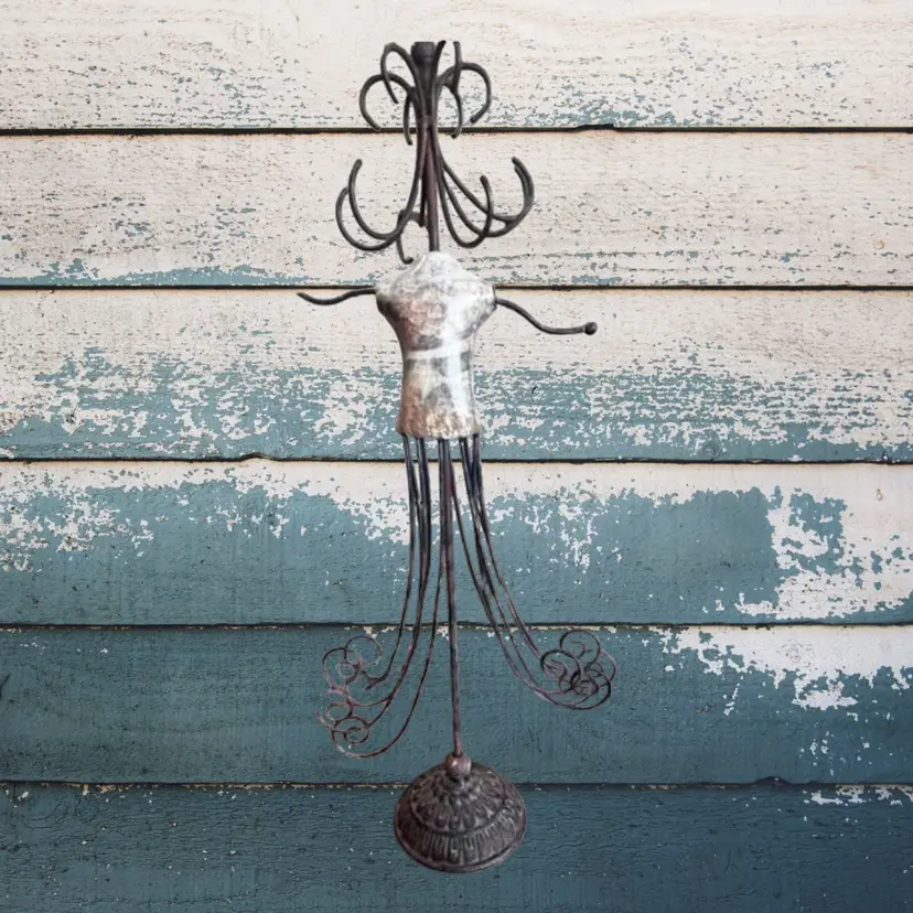 Rustic metal, rusty, crusty necklace Jewelry hanger Silhouette Farmhouse Ranch